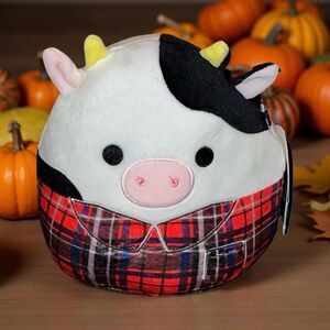 NWT Squishmallow Harvest Connor the Cow Plaid Shirt 7.5”